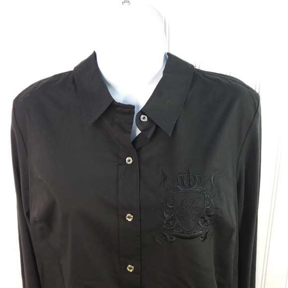 Tommy Hilfiger Black Embroidered Button Up Shirt - Picture 2 of 8